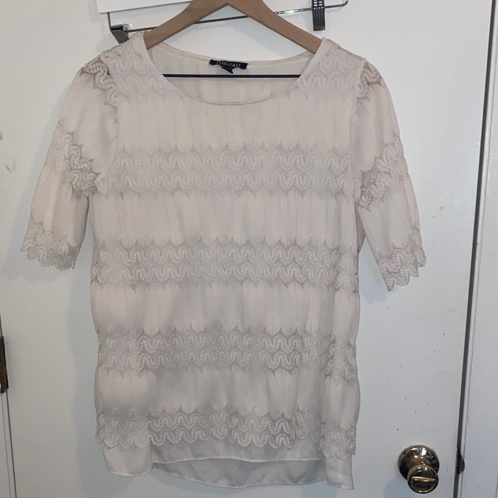 Roz & Ali Cream Lace Blouse